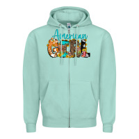 Seafoam American Girl, western Cowhide Zipper Hoodie - CowCowDesign