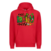 Red St. Patrick's Day One lucky Nurse Premium Hoodie - OliviaCreatesArt