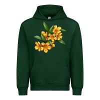 Forest Green Yellow Jessamine Flower Illustrations Urban Hoodie - LillyAllenDesigns