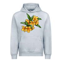 Heather Grey Yellow Jessamine Flower Illustrations Urban Hoodie - LillyAllenDesigns
