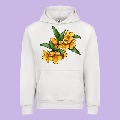 Yellow Jessamine Flower Illustrations Urban Hoodie Designed By Lillyallendesigns