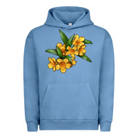 Pigment Pebble Blue Yellow Jessamine Flower Illustrations Urban Hoodie - LillyAllenDesigns