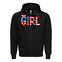 Black All American Girl Bandana Zipper Hoodie - CowCowDesign