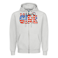 Dove Grey All American Girl Bandana Zipper Hoodie - CowCowDesign