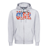 Heather Grey All American Girl Bandana Zipper Hoodie - CowCowDesign