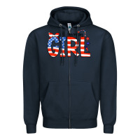 Navy All American Girl Bandana Zipper Hoodie - CowCowDesign