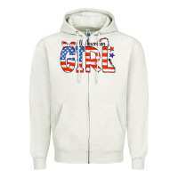 Oatmeal Heather All American Girl Bandana Zipper Hoodie - CowCowDesign