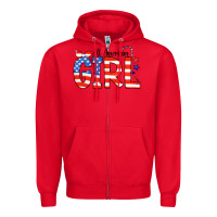 Red All American Girl Bandana Zipper Hoodie - CowCowDesign
