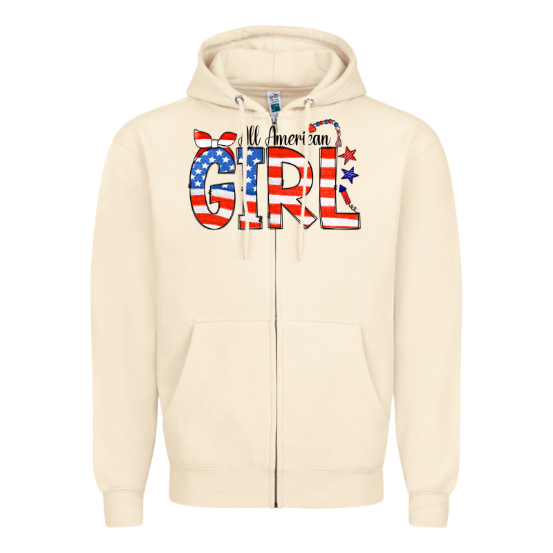 All American Girl Bandana Zipper Hoodie by CowCowDesign | Teevron