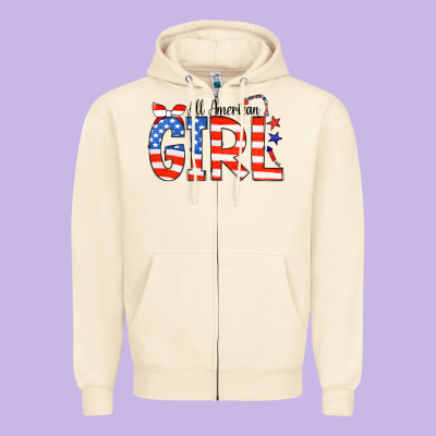 All American Girl Bandana Zipper Hoodie Designed By Cowcowdesign