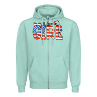 Seafoam All American Girl Bandana Zipper Hoodie - CowCowDesign