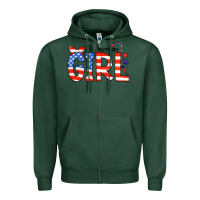 Sports Green All American Girl Bandana Zipper Hoodie - CowCowDesign