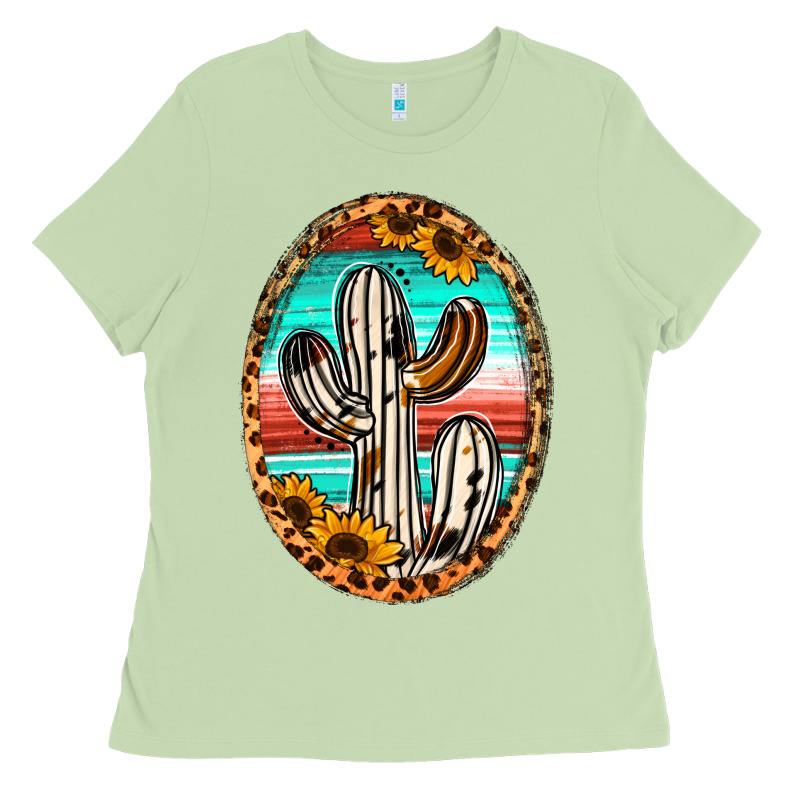 Cowhide Serape And Sunflower Cactus Ladies Tee by Jasminsmagicworld | Teevron
