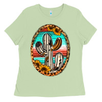 Matcha cowhide serape and sunflower cactus Ladies Tee - Jasminsmagicworld