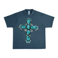 Midnight Navy western Gemstone cross Urban Heavy Tee - Artiststas
