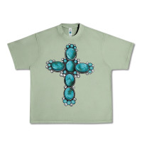 Oil Green western Gemstone cross Urban Heavy Tee - Artiststas