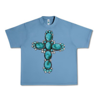 Pebble Blue western Gemstone cross Urban Heavy Tee - Artiststas