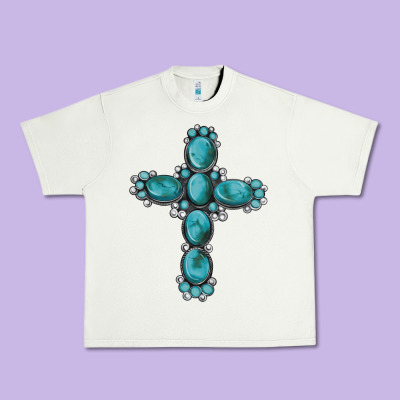 Western Gemstone Cross Urban Heavy Tee Designed By Artiststas