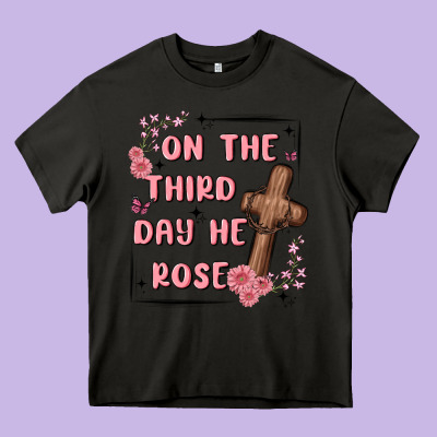 On The Third Day  He Rose Heavy Core Tee Designed By Maliassmallbusiness