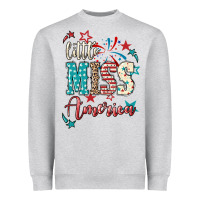 Heather Grey Little miss America 4th of july Heavyweight Sweatshirt - HowdyJamesFarm