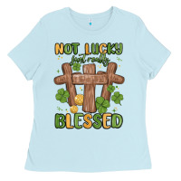 Baby Blue not lucky just really blessed malia Ladies Tee - MaliasSmallBusiness