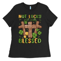 Black not lucky just really blessed malia Ladies Tee - MaliasSmallBusiness