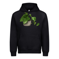 Black Philodendron Urban Hoodie - LillyAllenDesigns