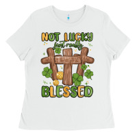 White not lucky just really blessed malia Ladies Tee - MaliasSmallBusiness