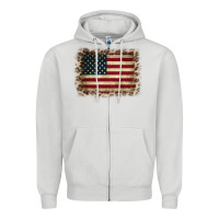 Dove Grey America Flag and Leopard Zipper Hoodie - CowCowDesign