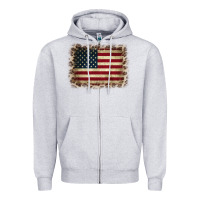 Heather Grey America Flag and Leopard Zipper Hoodie - CowCowDesign