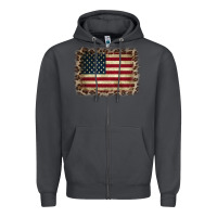 Smoke America Flag and Leopard Zipper Hoodie - CowCowDesign
