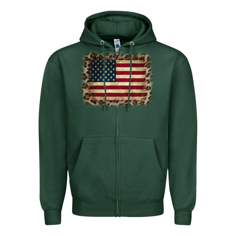 America Flag And Leopard Zipper Hoodie by CowCowDesign | Teevron