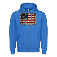 True Royal America Flag and Leopard Zipper Hoodie - CowCowDesign