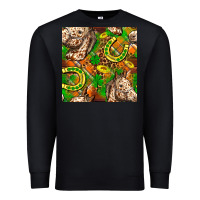 Black St. Patrick's Day Horse With Horseshoes Seamless Premium Sweatshirt - FaDigitalArtStudio