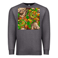 Charcoal Heather St. Patrick's Day Horse With Horseshoes Seamless Premium Sweatshirt - FaDigitalArtStudio