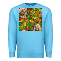 Ocean Blue St. Patrick's Day Horse With Horseshoes Seamless Premium Sweatshirt - FaDigitalArtStudio