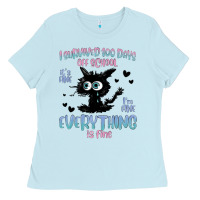 Baby Blue i survived 100 days of school cat Ladies Tee - MaliasSmallBusiness