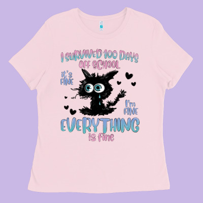 I Survived 100 Days Of School Cat Ladies Tee Designed By Maliassmallbusiness