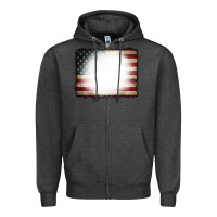 Charcoal Heather American Flag Bleach Effect Zipper Hoodie - CowCowDesign