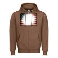 Chestnut American Flag Bleach Effect Zipper Hoodie - CowCowDesign