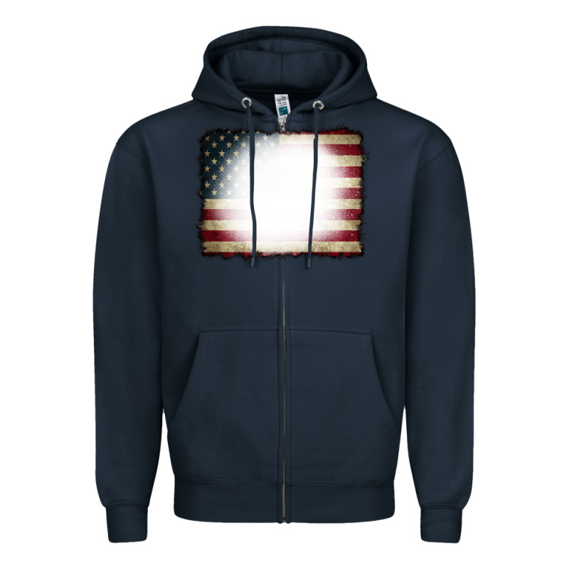 American Flag Bleach Effect Zipper Hoodie by CowCowDesign | Teevron