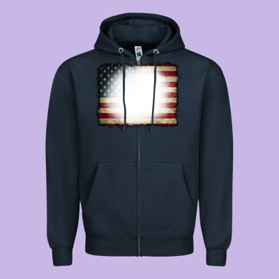 American Flag Bleach Effect Zipper Hoodie Designed By Cowcowdesign