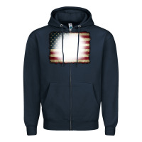 Navy American Flag Bleach Effect Zipper Hoodie - CowCowDesign