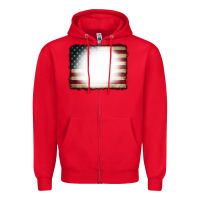 Red American Flag Bleach Effect Zipper Hoodie - CowCowDesign