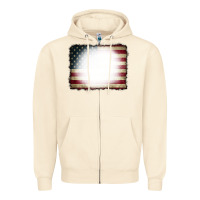 Sandshell American Flag Bleach Effect Zipper Hoodie - CowCowDesign