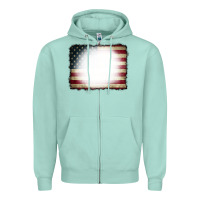 Seafoam American Flag Bleach Effect Zipper Hoodie - CowCowDesign