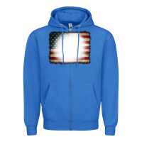 True Royal American Flag Bleach Effect Zipper Hoodie - CowCowDesign