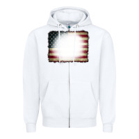 White American Flag Bleach Effect Zipper Hoodie - CowCowDesign