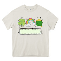 Cream st patrick's trio name patch Heavy Core Tee - MaliasSmallBusiness