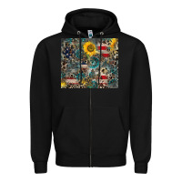 Black America Flag Leopard Gemstone Sunflower Zipper Hoodie - CowCowDesign
